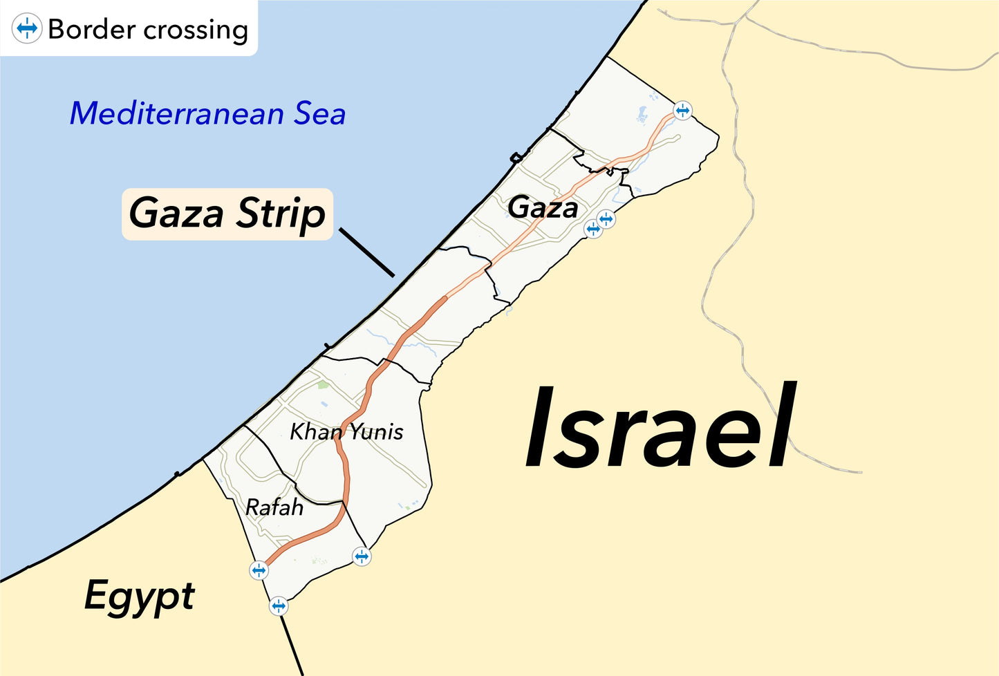 GAZA STRIP ISRAEL MAP GLOSSY POSTER PICTURE PHOTO PRINT BANNER