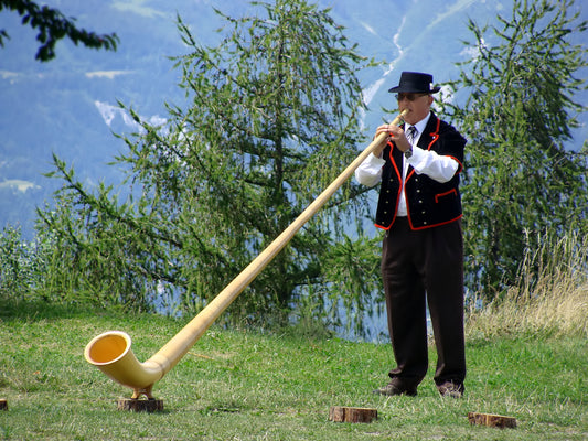 ALPHORN PLAYER ALPINE HORN GLOSSY POSTER PICTURE PHOTO PRINT