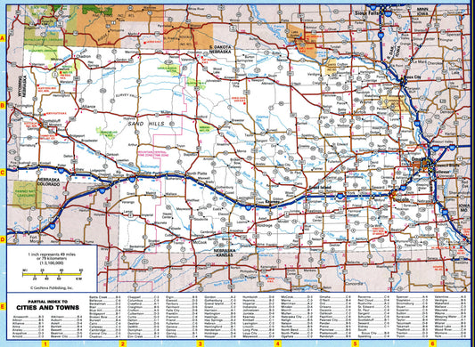NEBRASKA STATE COUNTY ROAD MAP GLOSSY POSTER PICTURE PHOTO BANNER city highway