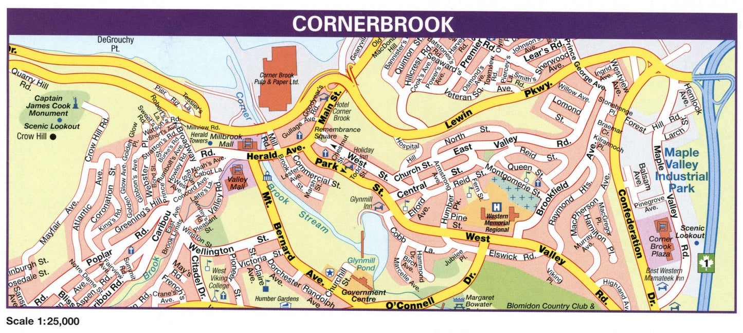 Cornerbrook Canada Map Glossy Poster Picture Photo Print Banner Conversationprints