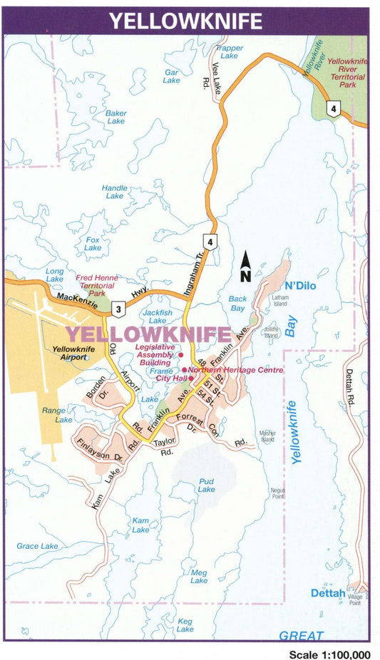Yellowknife Northwest Canada Map Glossy Poster Picture Photo Print Banner Conversationprints