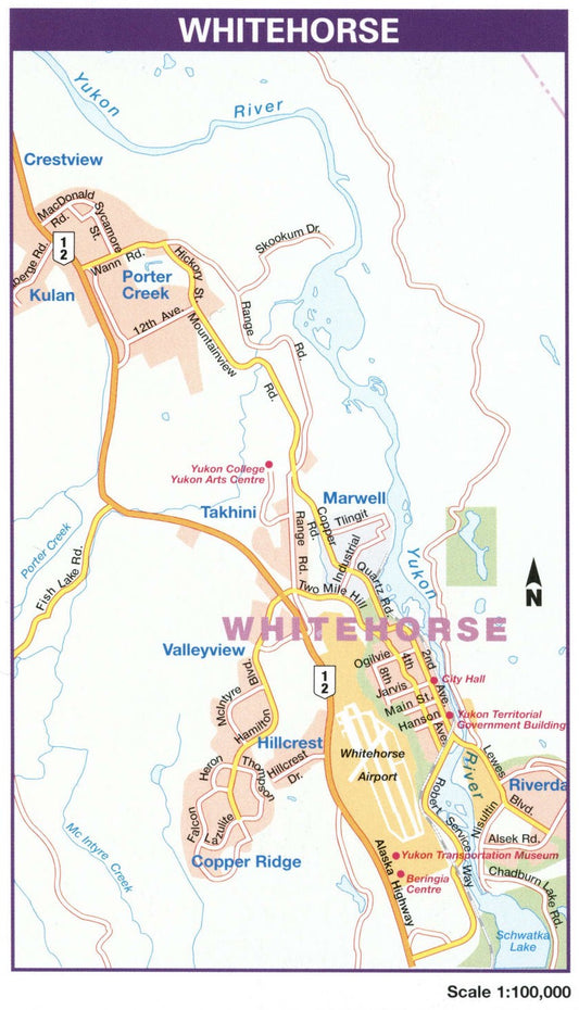 Whitehorse Yukon Canada Map Glossy Poster Picture Photo Print Banner Conversationprints