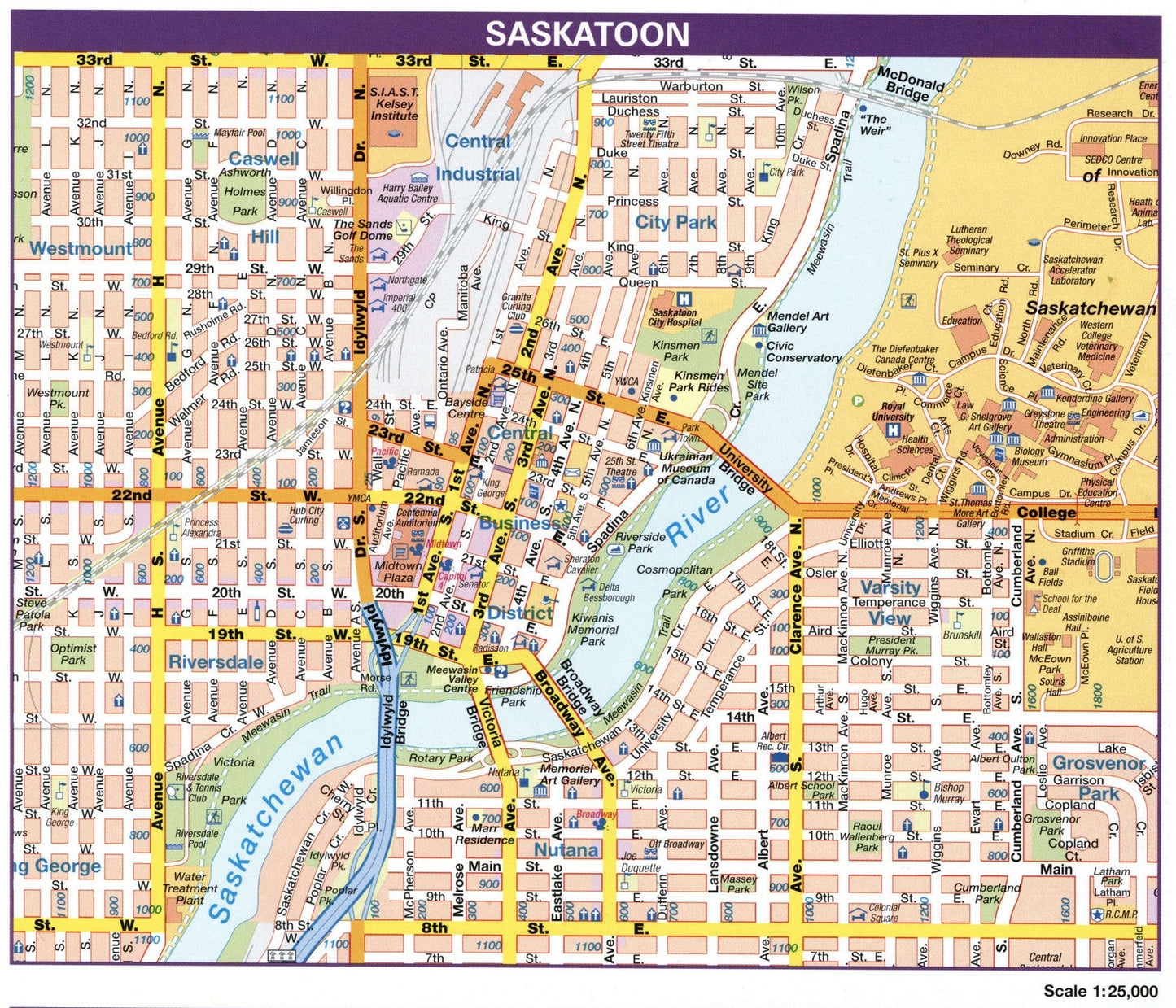 Saskatoon Saskatchewan Canada Map Glossy Poster Picture Photo Print Banner Conversationprints