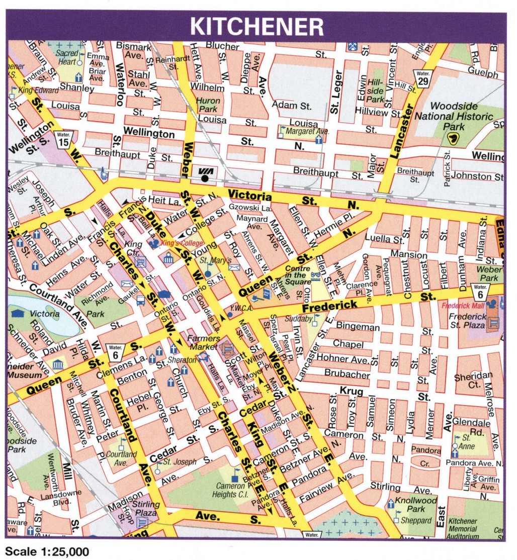 Kitchener Ontario Canada Map Glossy Poster Picture Photo Print Banner Conversationprints