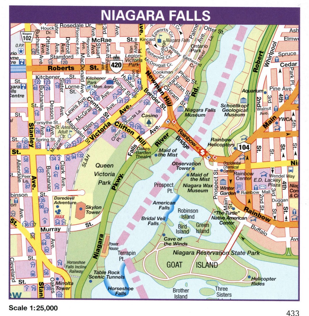 Niagara Falls Ontario Canada Map Glossy Poster Picture Photo Print Banner Conversationprints