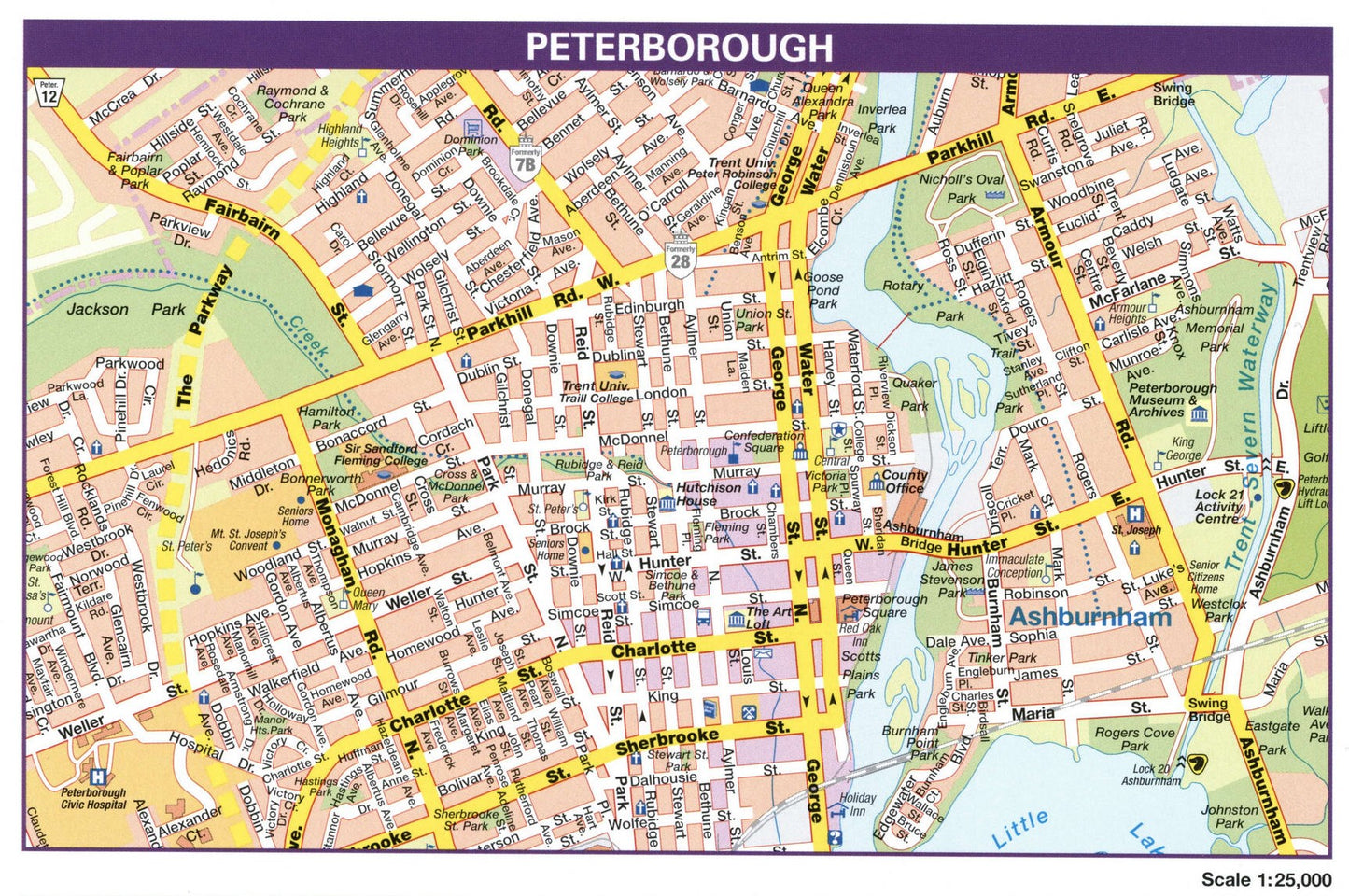 Peterborough Ontario Canada Map Glossy Poster Picture Photo Print Banner Conversationprints