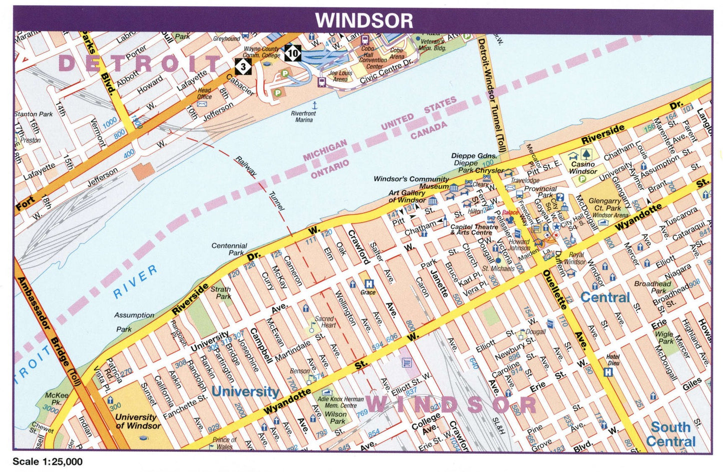 Windsor Ontario Canada Map Glossy Poster Picture Photo Print Banner Conversationprints