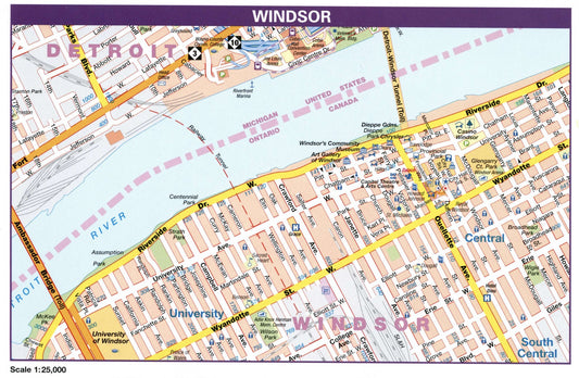 Windsor Ontario Canada Map Glossy Poster Picture Photo Print Banner Conversationprints