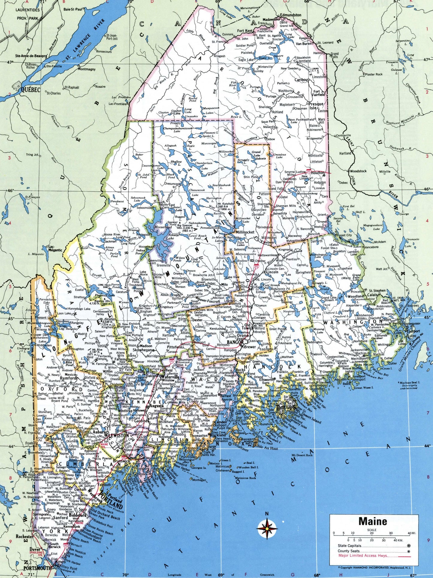 Maine Counties Map Glossy Poster Picture Photo Print Banner Conversationprints