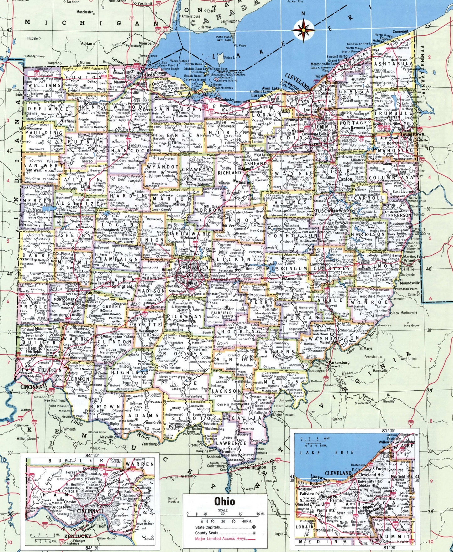 Ohio County Counties Map Glossy Poster Picture Photo Print Banner Conversationprints