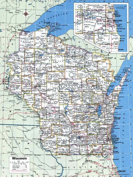 Wisconsin County Counties Wi Map Glossy Poster Picture Photo Print Banner Conversationprints