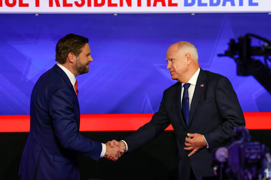 Jd Vance Tim Walz Debate Vp Handshake Glossy Poster Picture Photo Print Banner Conversationprints