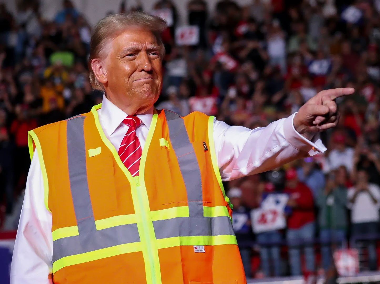 Trump Wearing Sanitation Vest Glossy Poster Picture Photo Print Banner Conversationprints