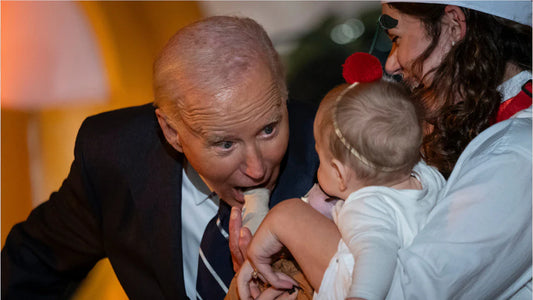 Biden Biting Baby Foot Halloween Glossy Poster Picture Photo Print Banner Conversationprints