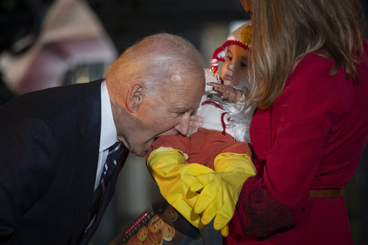 Biden Biting Baby Halloween 2024 Glossy Poster Picture Photo Print Banner Conversationprints