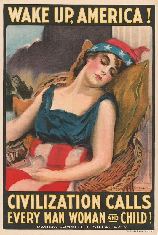 Wake Up America War Propaganda Ad Glossy Poster Picture Photo Print Banner Conversationprints