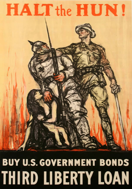 Halt The Hun Gov'T Bonds Ww2 Ad Glossy Poster Picture Photo Print Banner Conversationprints