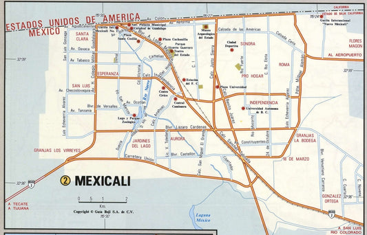 Mexicali Mexico Road Map Glossy Poster Picture Photo Print Banner Conversationprints