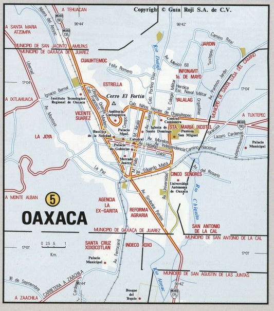 Oxaca Mexico Road Map Glossy Poster Picture Photo Print Banner Conversationprints