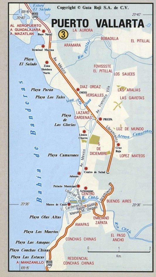 Puerto Vallarta Mexico Road Map Glossy Poster Picture Photo Print Banner Conversationprints