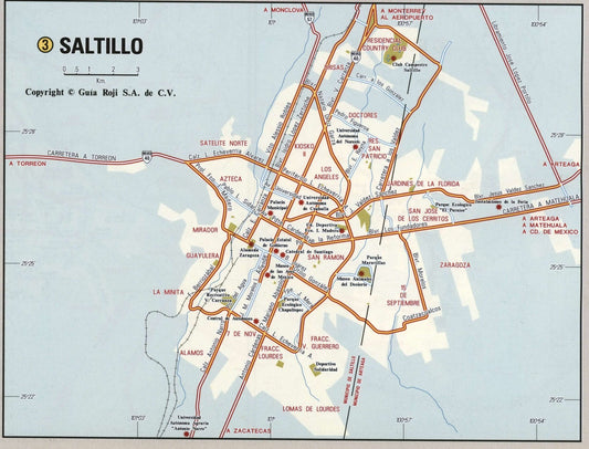 Saltillo Mexico Road Map Glossy Poster Picture Photo Print Banner Conversationprints