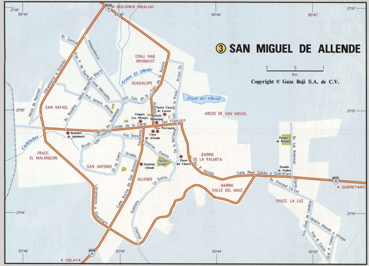 San Miguel De Allende Mexico Map Glossy Poster Picture Photo Print Banner Conversationprints