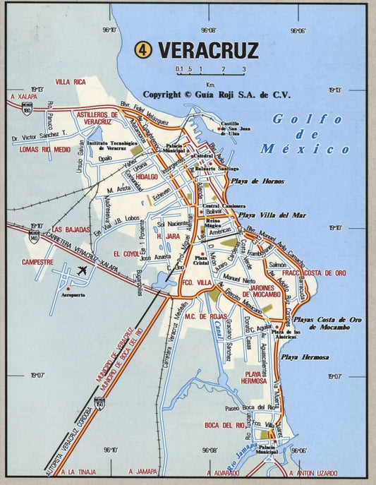 Veracruz Mexico Road Map Glossy Poster Picture Photo Print Banner Conversationprints