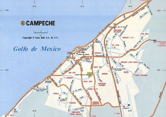 Campeche Mexico Road Map Glossy Poster Picture Photo Print Banner Conversationprints