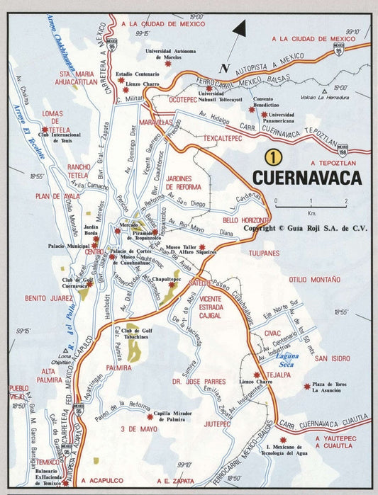 Cuernavaca Mexico Road Map Glossy Poster Picture Photo Print Banner Conversationprints
