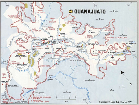 Guanajuato Mexico Road Map Glossy Poster Picture Photo Print Banner Conversationprints