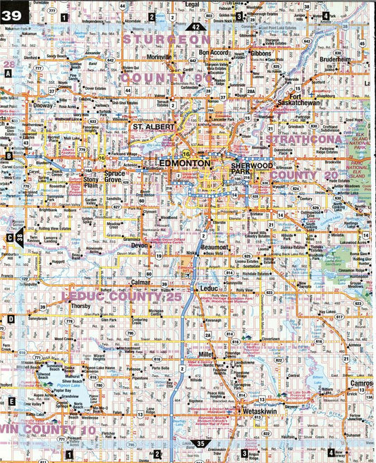 Edmonton Canada Road Map Glossy Poster Picture Photo Print Banner Conversationprints