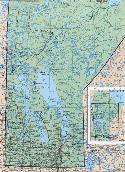 Manitoba Canada Road Map Glossy Poster Picture Photo Print Banner Ca Conversationprints