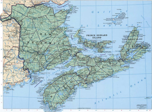Nova Scotia Canada Road Map Glossy Poster Picture Photo Print Banner Conversationprints