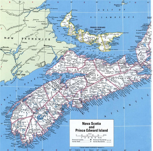 Prince Edward Island Ca Road Map Glossy Poster Picture Photo Print Banner Conversationprints