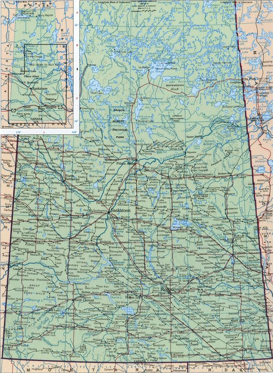 Saskatchewan Canada Geography Map Glossy Poster Picture Photo Print Banner Conversationprints