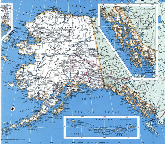 Alaska County Road Map Glossy Poster Picture Photo Print Banner Ak Conversationprints