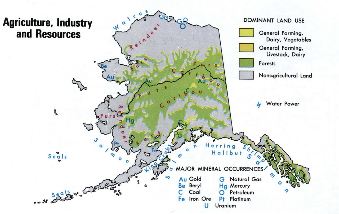 Alaska Resources & Industry Map Glossy Poster Picture Photo Print Banner Ak Conversationprints