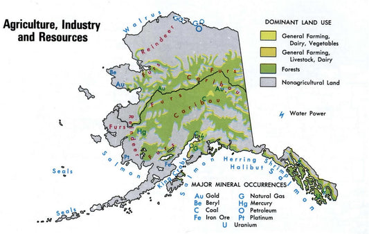Alaska Resources & Industry Map Glossy Poster Picture Photo Print Banner Ak Conversationprints