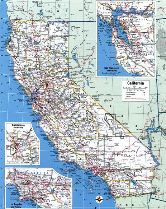 California Counties Road Map Glossy Poster Picture Photo Print Banner Ca Us Conversationprints