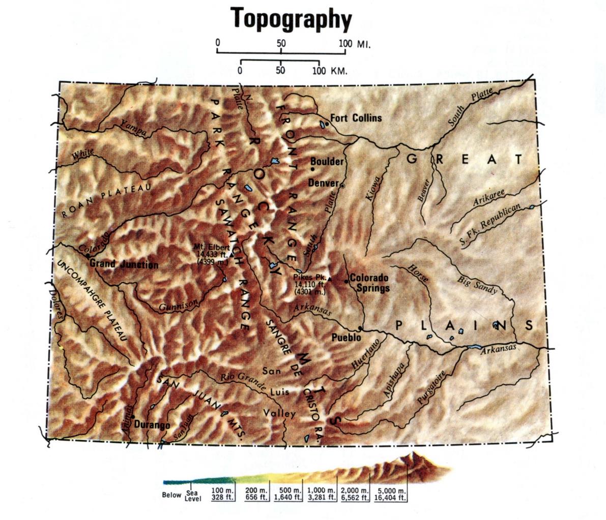 Colorado Topography Road Map Glossy Poster Picture Photo Print Banner Co Conversationprints