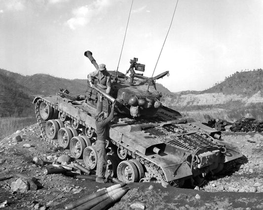 M46 Patton Dozer Tank Firing Korea Glossy Poster Picture Photo Print Banner Conversationprints