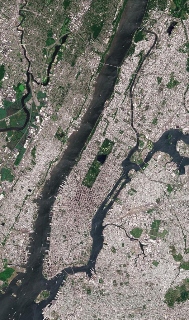 Manhattan Ny Satellite View Glossy Poster Picture Photo Print Banner Conversationprints