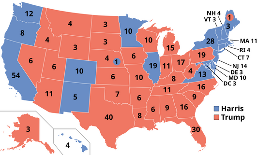 Trump Harris 2024 Electoral Map Glossy Poster Picture Photo Print Banner Conversationprints
