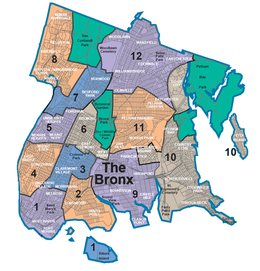Bronx Neighborhood Map New York Glossy Poster Picture Photo Print Banner Conversationprints
