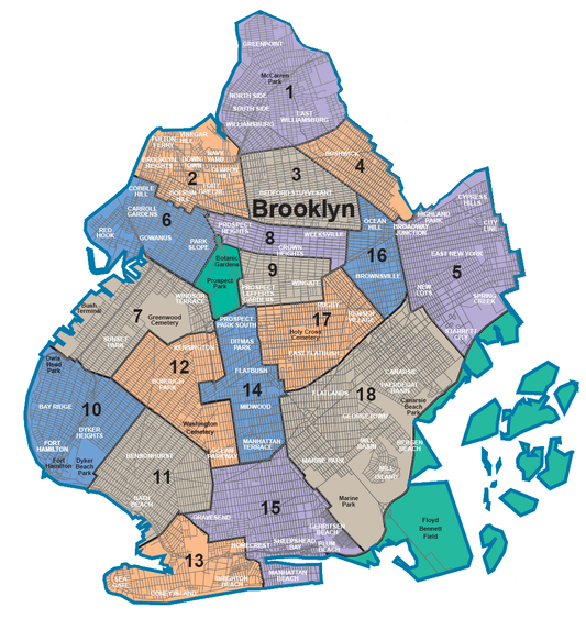 Brooklyn Neighborhood Map Nyc Glossy Poster Picture Photo Print Banner Conversationprints
