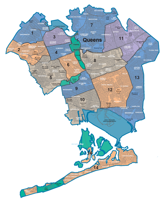 Queens Neighborhood Map Nyc Glossy Poster Picture Photo Print Banner Conversationprints