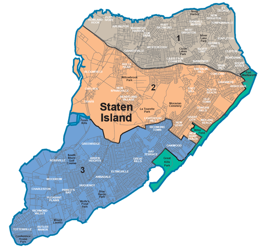 Staten Island Neighborhood Map Ny Glossy Poster Picture Photo Print Banner Conversationprints
