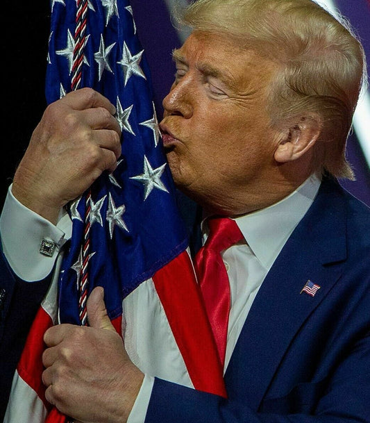 Donald Trump Kissing Us Flag Glossy Poster Picture Photo Print Banner Conversationprints