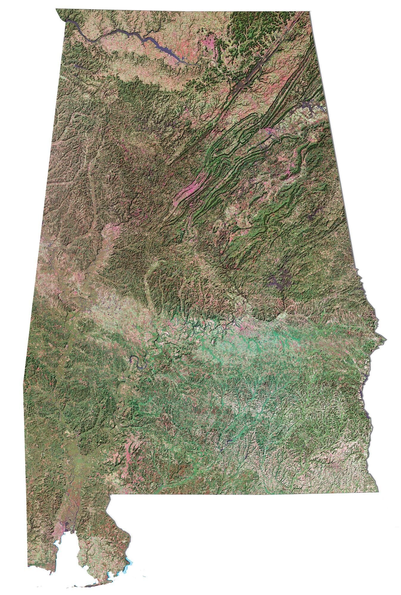 Alabama Satellite Map Glossy Poster Picture Photo Print Banner  Conversationprints