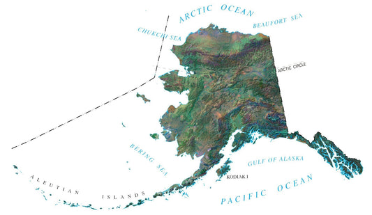 Alaska Satellite Map Glossy Poster Picture Photo Print Banner  Conversationprints